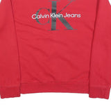 CALVIN KLEIN JEANS Womens Red Crew Neck M Logo Sweatshirt Cotton Blend