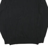 FRANK BERRY Mens Black Plain Jumper Crew Neck Basic Knit M Cotton Blend