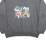 SWITCHER Mens Grey Cotton Blend Sweatshirt M Polo Collar Graphic Print Casual