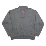SWITCHER Mens Grey Cotton Blend Sweatshirt M Polo Collar Graphic Print Casual