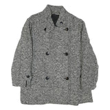 Womens Black & White Button Wool Blend Jacket UK 18 Classic Pattern Winter