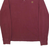 TIMBERLAND Mens Maroon Long Sleeve Plain Polo Shirt M Cotton Blend Casual