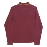 TIMBERLAND Mens Maroon Long Sleeve Plain Polo Shirt M Cotton Blend Casual