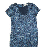GERARD DAREL Womens Blue Floral Silk Day Dress Short Sleeve S Elegant Silk