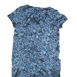GERARD DAREL Womens Blue Floral Silk Day Dress Short Sleeve S Elegant Silk