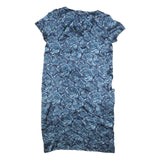 GERARD DAREL Womens Blue Floral Silk Day Dress Short Sleeve S Elegant Silk