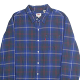 LEVI'S Mens Blue & Red Check Shirt M Casual Cotton Button-Down Long Sleeve