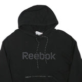 REEBOK Mens Black Hoodie S Cotton Blend Pullover S Zip Pocket