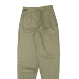 AL MARS Womens Cotton Blend Beige Relaxed Tapered Trousers W25 L32 Stylish