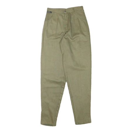 AL MARS Womens Cotton Blend Beige Relaxed Tapered Trousers W25 L32 Stylish