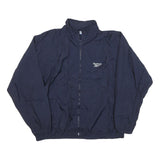 REEBOK Mens Navy Blue Sports Jacket L Nylon Plain Zip Lightweight Casual