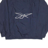 REEBOK Mens Navy Blue Sports Jacket L Nylon Plain Zip Lightweight Casual