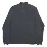 POLO RALPH LAUREN Womens Grey Cotton Blend Plain Pullover Jumper XL Half Zip