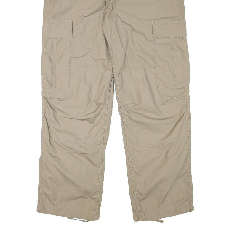 CARHARTT Mens Relaxed Beige Cargo Trousers W41 L32 Cotton Blend Zip Closure