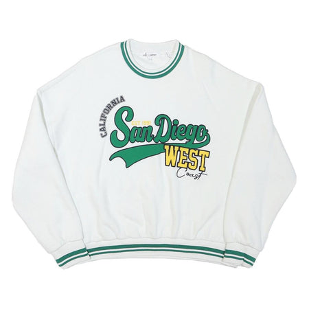 OLE Womens White San Diego West Sweatshirt Crew Neck L Cotton Blend Casual