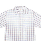 LEVI'S Mens White & Blue Checked Shirt L Cotton Short Sleeve Casual