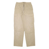 Womens Beige Cotton Blend Relaxed Cargo Trousers W27 L29 Casual Utility Zip