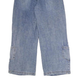 Womens Regular Fit Blue Denim Cotton Blend Wide-Leg Jeans W28 L30 Drawstring