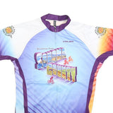 VOLER Mens Purple & Orange Graphic Cycling Jersey L Short Sleeve Zip Neck