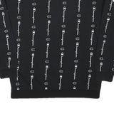 CHAMPION Boys Black Crew Neck XL Logo Print Cotton Blend Sweatshirt