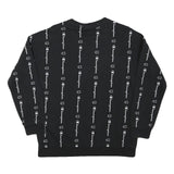 CHAMPION Boys Black Crew Neck XL Logo Print Cotton Blend Sweatshirt