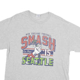 GILDAN Mens Grey Cotton Graphic T-Shirt L Short Sleeve Crew Neck Football Print