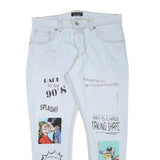 MOD Mens Slim Skinny Light Blue Denim Cotton Blend Jeans W32 L27 Light Wash