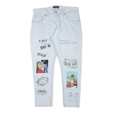 MOD Mens Slim Skinny Light Blue Denim Cotton Blend Jeans W32 L27 Light Wash