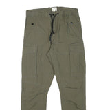 H&M Mens Cotton Blend Slim Cargo Trousers Green W29 L28 Drawstring Pockets