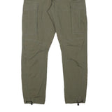 H&M Mens Cotton Blend Slim Cargo Trousers Green W29 L28 Drawstring Pockets