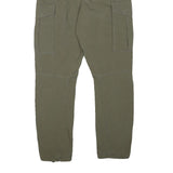 H&M Mens Cotton Blend Slim Cargo Trousers Green W29 L28 Drawstring Pockets