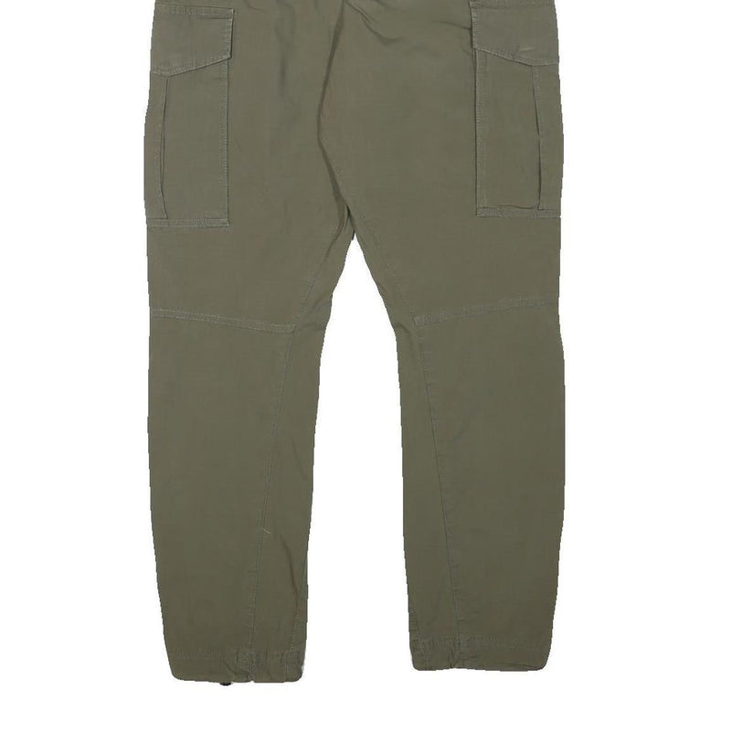 H&M Mens Cotton Blend Slim Cargo Trousers Green W29 L28 Drawstring Pockets