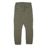 H&M Mens Cotton Blend Slim Cargo Trousers Green W29 L28 Drawstring Pockets