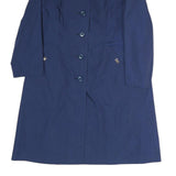 Womens Blue Plain Button Cotton Regular Jacket L Classic Button Closure