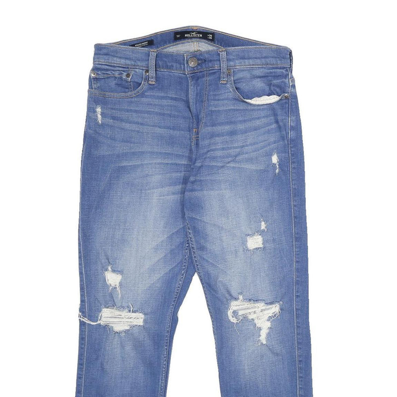 HOLLISTER Mens Blue Slim Skinny Denim Light W30 L30 Distressed Cotton Blend