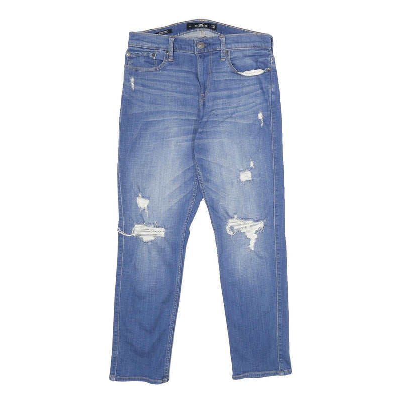 HOLLISTER Mens Blue Slim Skinny Denim Light W30 L30 Distressed Cotton Blend