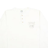 COTTON DELUXE Mens White Henley Long Sleeve T-Shirt XL Monterey Print Casual