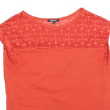 DKNY Womens Orange Printed Top Sleeveless Round Neck M Cotton Blend