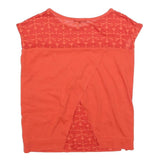 DKNY Womens Orange Printed Top Sleeveless Round Neck M Cotton Blend