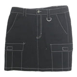 SO Womens Black Contrast Stitch Cargo Mini Cotton Skirt Size S Functional