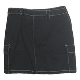 SO Womens Black Contrast Stitch Cargo Mini Cotton Skirt Size S Functional