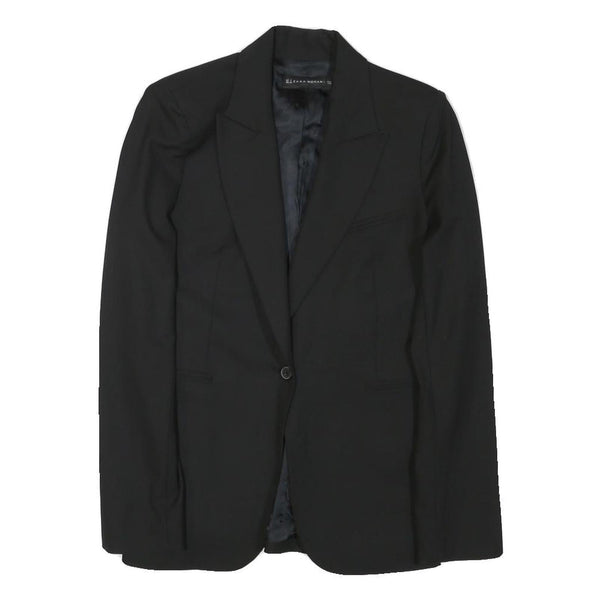 ZARA WOMAN Womens Black Tailored Jacket S Polyester Blend Button Plain Classic