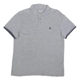 TIMBERLAND Mens Grey & Navy Short Sleeve Polo Shirt L Cotton Blend Casual