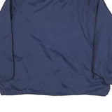 Mens Navy Blue Plain Jacket L Polyester Blend Button Closure Regular Fit Casual