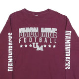 Mens Maroon Union Mine Football Long Sleeve Crew Neck Graphic Cotton T-Shirt L