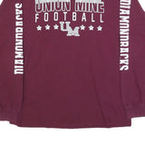Mens Maroon Union Mine Football Long Sleeve Crew Neck Graphic Cotton T-Shirt L