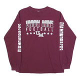 Mens Maroon Union Mine Football Long Sleeve Crew Neck Graphic Cotton T-Shirt L