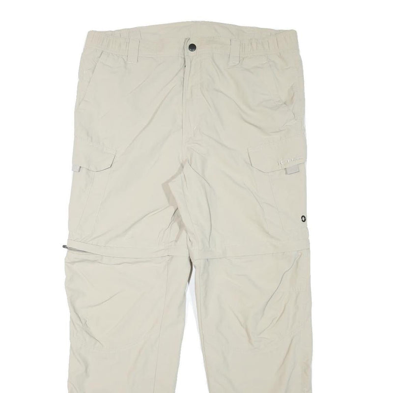 K-TEC Mens Polyester Blend Beige Regular Zip Cargo Trousers W37 L30 Casual