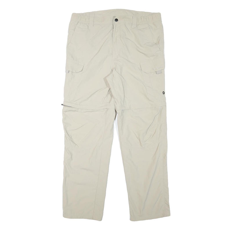 K-TEC Mens Polyester Blend Beige Regular Zip Cargo Trousers W37 L30 Casual