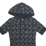 DICKIES Womens Black Cotton Blend Print Hoodie M Short Sleeve Casual Top